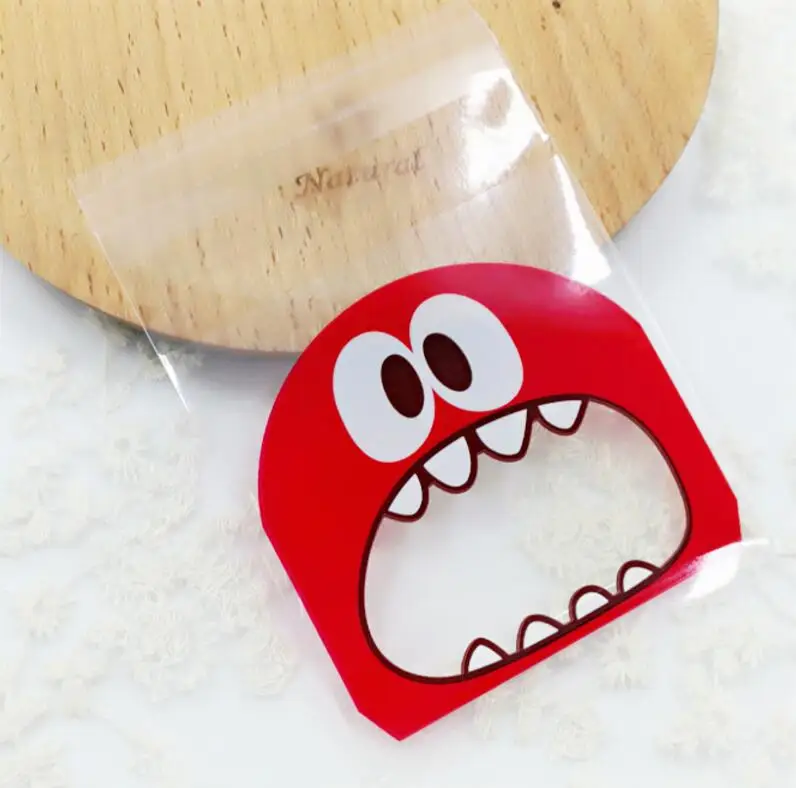 100 упаковок милый маленький монстр пластиковые пакеты для печенья самоклеющийся