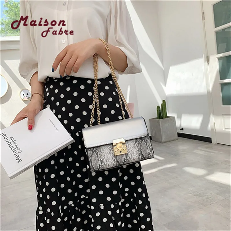 Женские сумки через плечо с узором змеи и цепочкой модель 2020|Сумки ручками| |