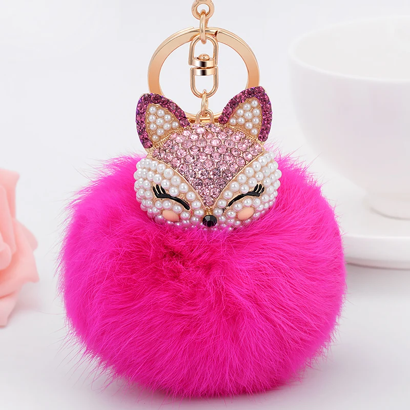 Брелок для ключей EASYA в виде милой лисы с помпоном|ball keychain|bag pendantcharm keyring |