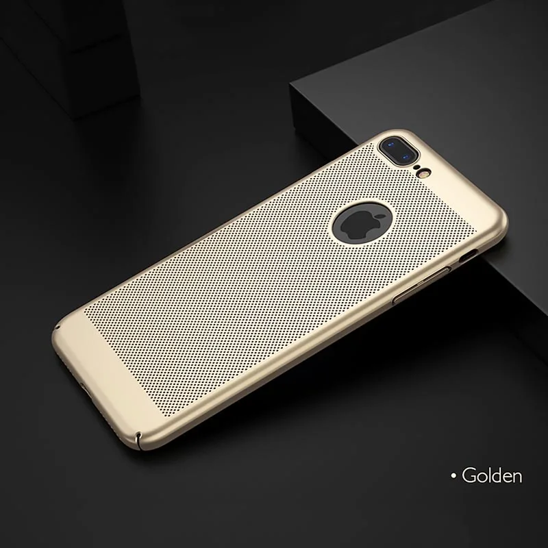 Gold Теплоотвод чехол для iPhone XS XR MAX XR 7 8 Plus 6 6 S Plus 5 5S SE Жесткий ПК телефон дышащий ультра тонкий Coque Shell - Цвет: Gold