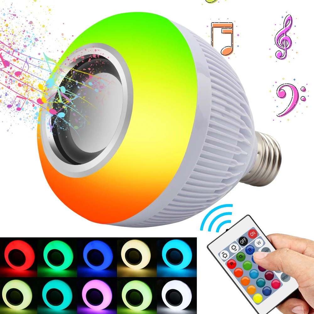 Беспроводной Bluetooth динамик лампочка E27 светодиодный RGB музыкальный плеер умный звуковой ящик RGB Освещение