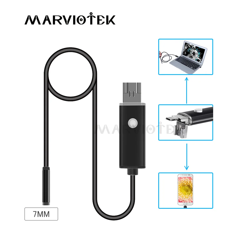 2 в 1 USB эндоскоп камера для смартфона змея USB осмотр бороскоп автомобиля уха обнаружения 7 мм 6 led 2 м 5 м 10 м эндоскоп USB