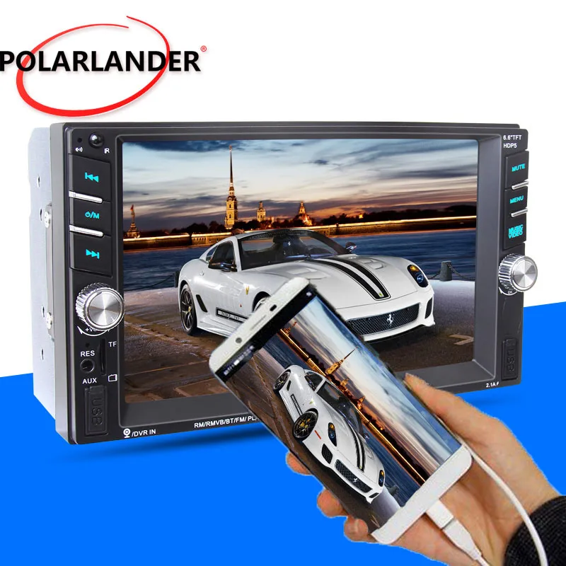 2Din 6 &quotMP5 плеер с сенсорным зеркальным экраном USB/AUX/SD Bluetooth 12 языков FM