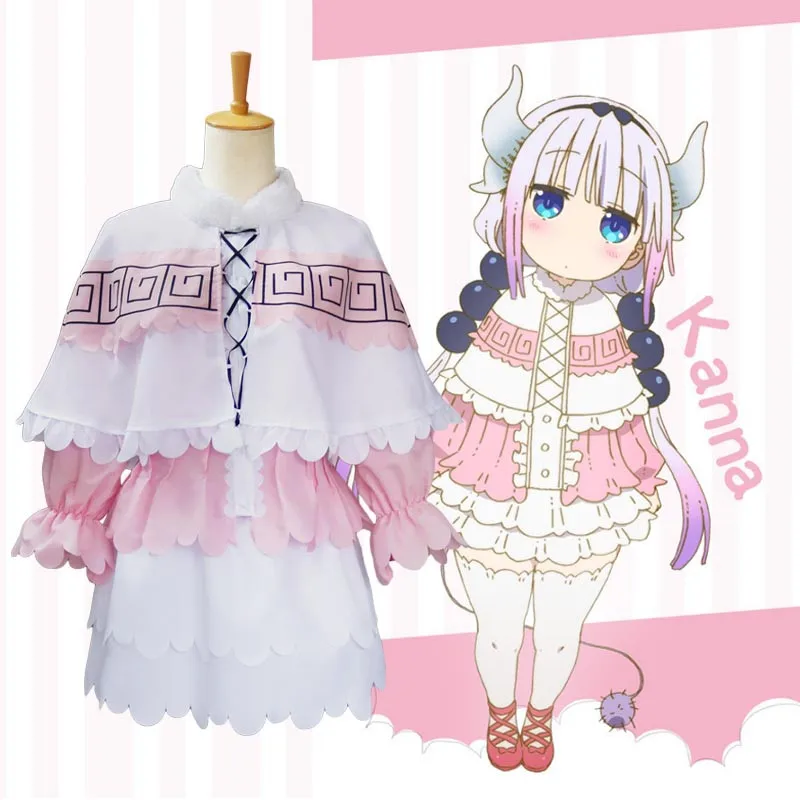 Новые костюмы из аниме костюм горничной Kobayashi Kanna искусственных волос|anime costume|cosplay