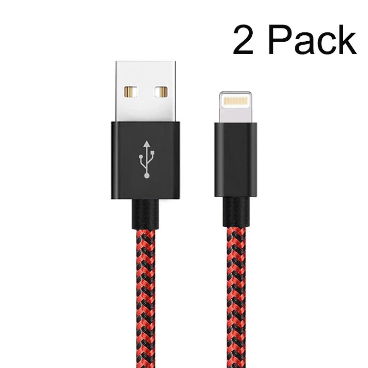2 шт. в упаковке, USB кабель Suntaiho для iPhone, кабель для быстрой зарядки и передачи данных для iPhone XS Max, XR, X, 8, 7, 6, 6 S, 5, 5S, iPad, кабель для телефона - Цвет: Black Red