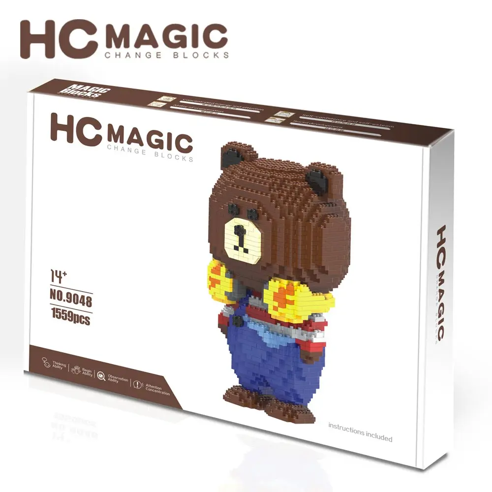 

HC MAGIC 9048 Diamond Building Blocks Bear Anime Figurines Toys Educational Gifts Action Figure Plastic DIY Assembly Model