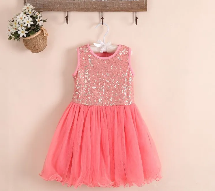 Блестящее детское платье для девочек на день рождения с блестками белого
