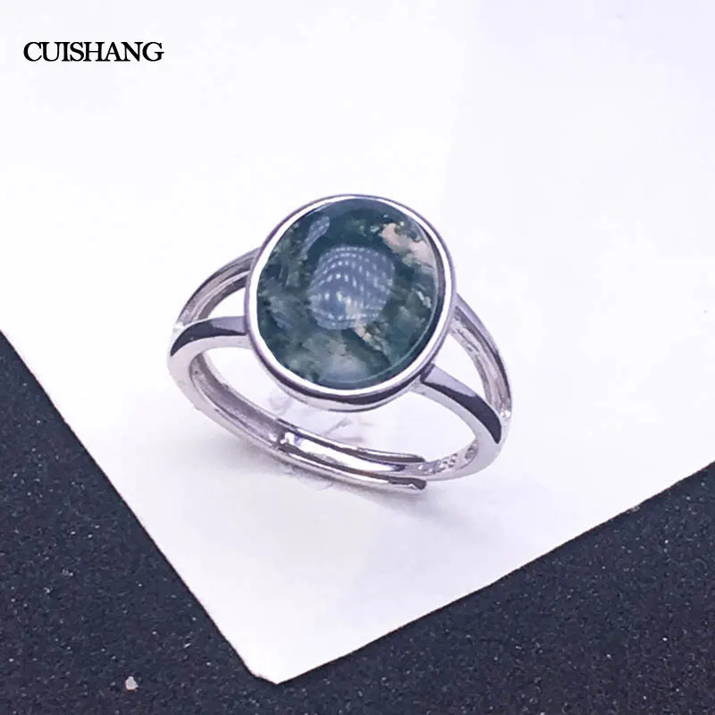 CSJ Винтажные серьги цвета мха из натурального агата кольца с агатом