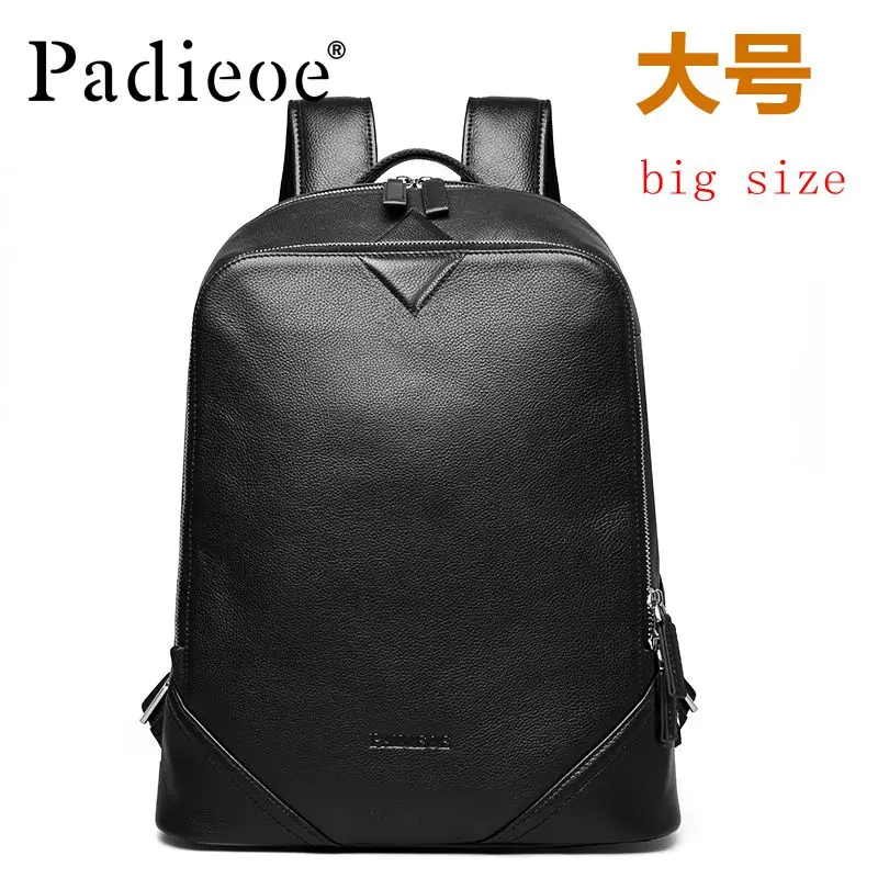 big size black Padieoe роскошный бренд, женский кожаный рюкзак с карманами, высокое качество, натуральная кожа, мужские женские рюкзаки, модные школьные сумки - Цвет: big size black