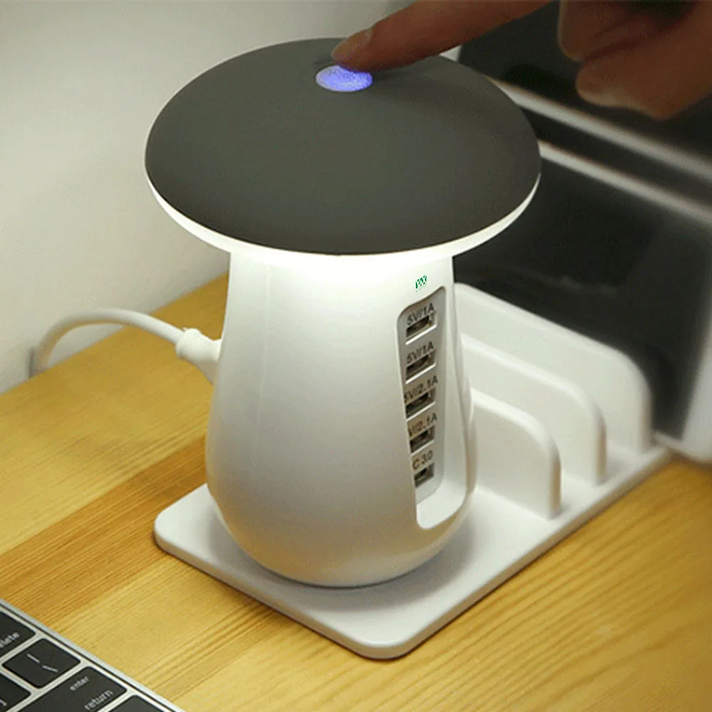 YWXLight Quick Charge путешествия Зарядное устройство Multi Порты и разъёмы USB Гриб ночника 5