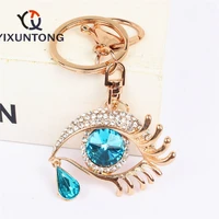 light blue eye tears pendant charm rhinestone crystal purse bag keyring key chain wedding party lover friend carkey gift