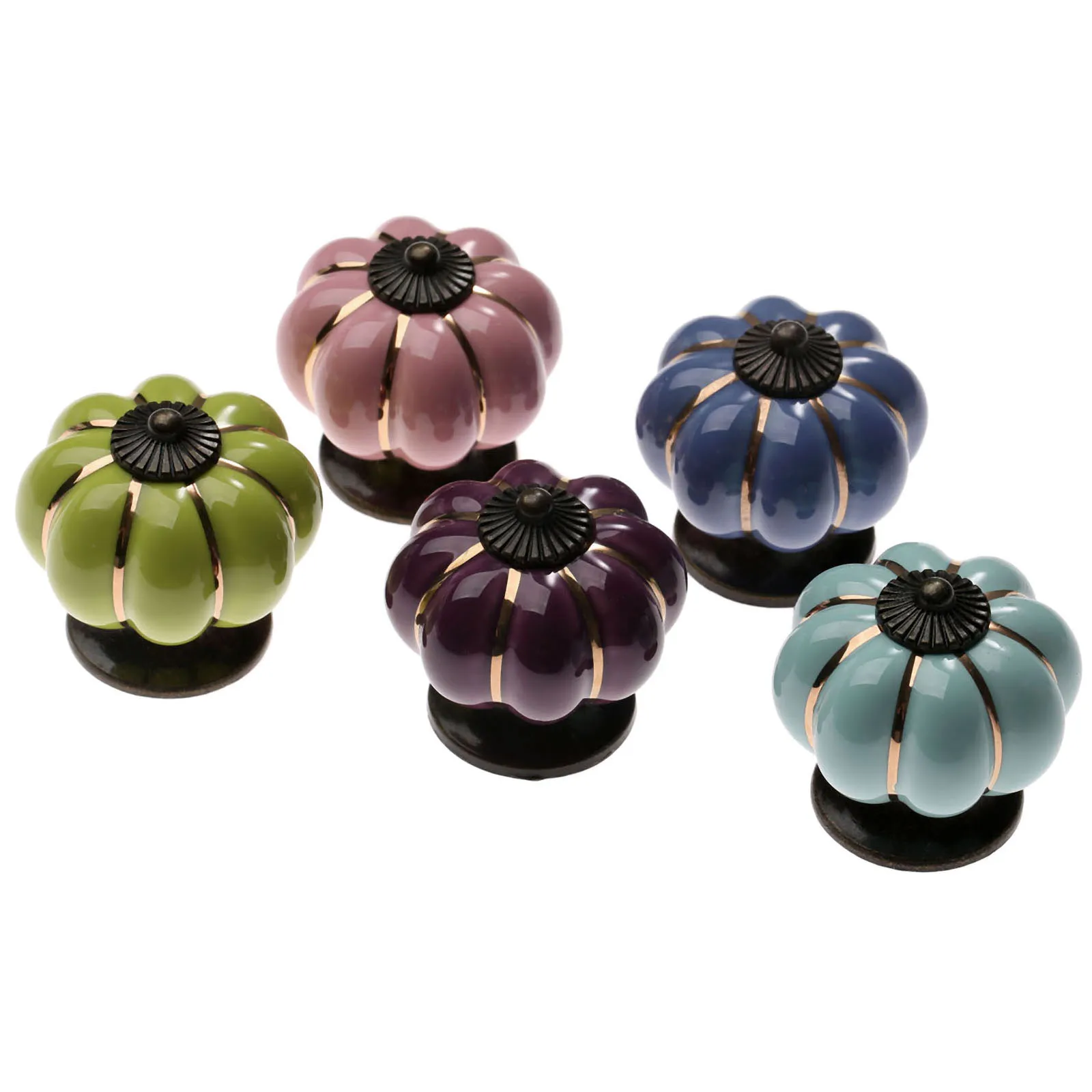 5 шт. Винтаж тыквы Керамика ручки двери неофициальных советников президента