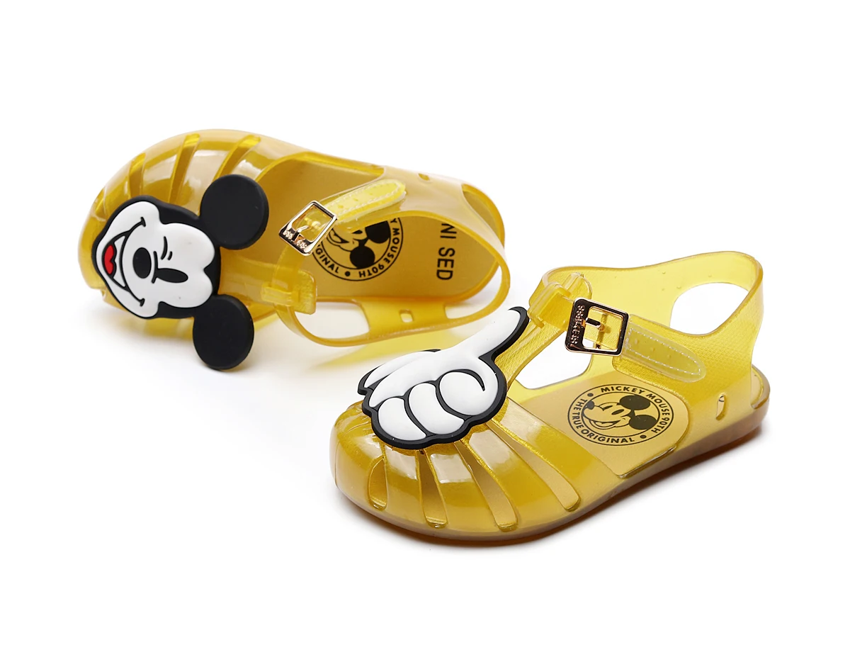 Mini Melissa/Новинка года; прозрачные сандалии с изображением Микки-Палм; обувь для девочек в римском стиле; детские сандалии Melissa; дышащие сандалии для девочек 13-18 см