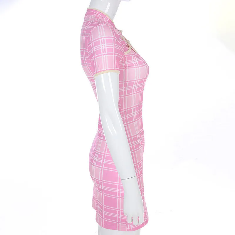 Женская китайская стильная тарелка воротник с пряжкой розовая сумка клетчатая