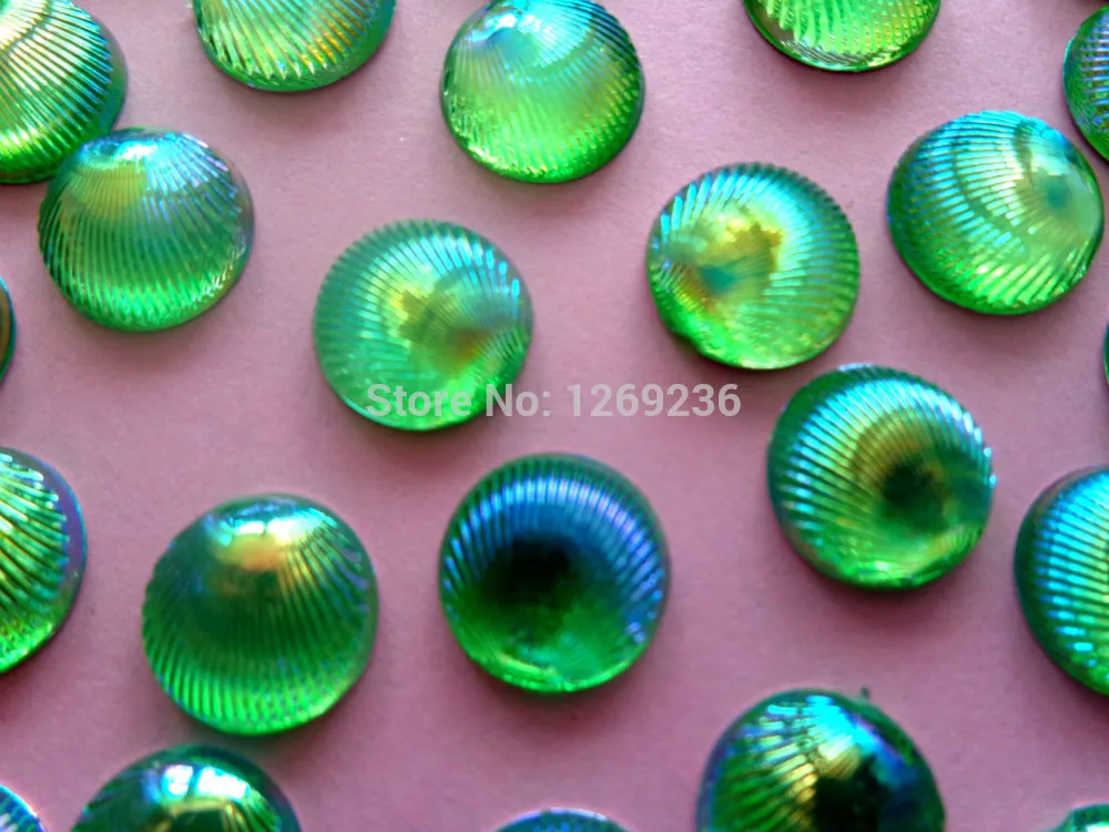 Стразы круглые с плоской задней поверхностью Рисунок 10 мм зеленый цвет AB