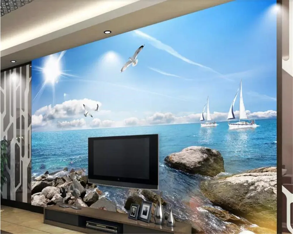 Обои beibehang 3d для детской комнаты Настенные обои с изображением синего неба