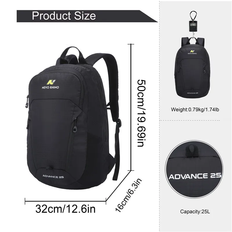 25L NEVO RHINO, водонепроницаемый мужской рюкзак, унисекс, дорожная сумка, походный, для альпинизма, альпинизма, кемпинга, рюкзак для мужчин