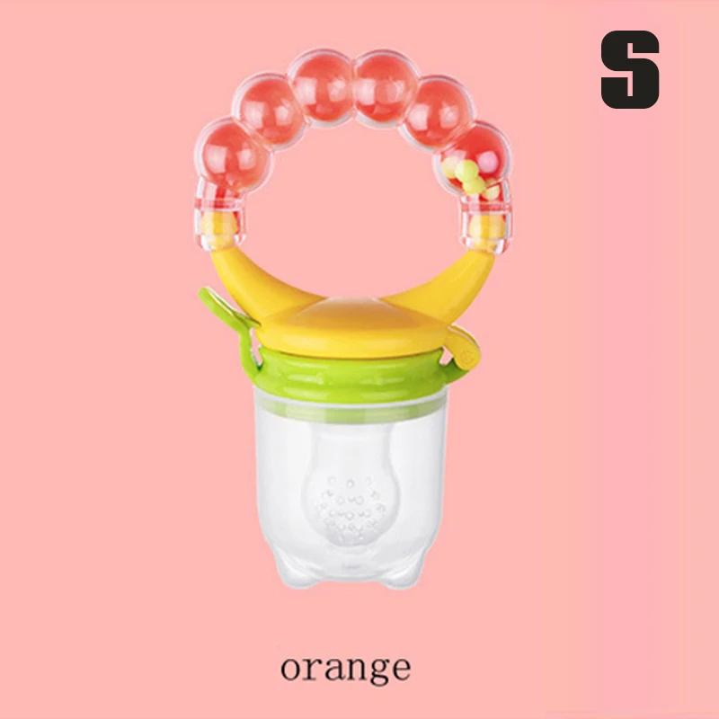 orange S Прорезыватель для зубов для новорожденных с фруктовым музыкальным соском, пища, Прорезыватель для зубов, силиконовый Прорезыватель для зубов, безопасный питатель для укуса, Прорезыватель для зубов, уход за полостью рта - Color: orange S