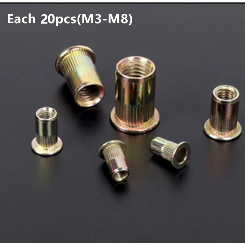 alloy steel 120 шт. M3 M4 M5 M6 M8 M10 легированная сталь/нержавеющая сталь с плоской головкой заклепки гайки с заклепками - Цвет: alloy steel