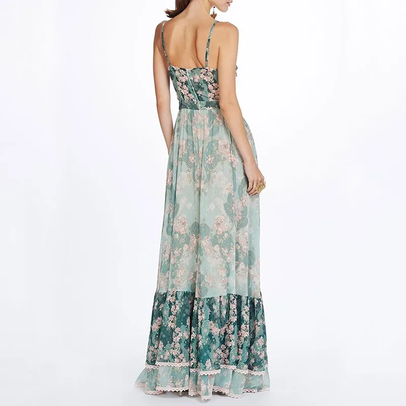 Женское платье с глубоким v образным вырезом плиссированное пляжное в богемном