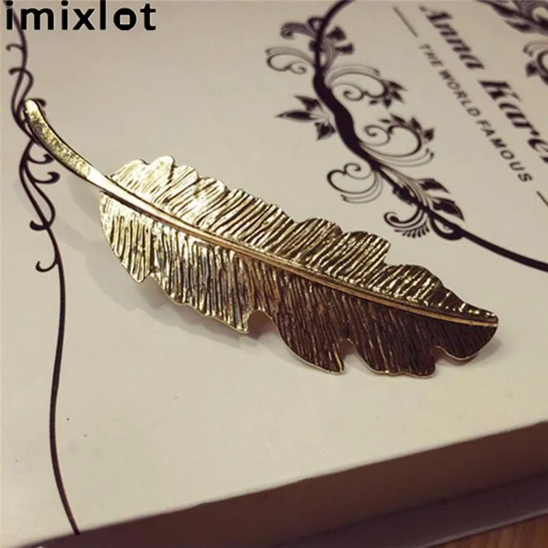 IMIXLOT Новые горячие модные винтажные Ретро металлические перья большие заколки