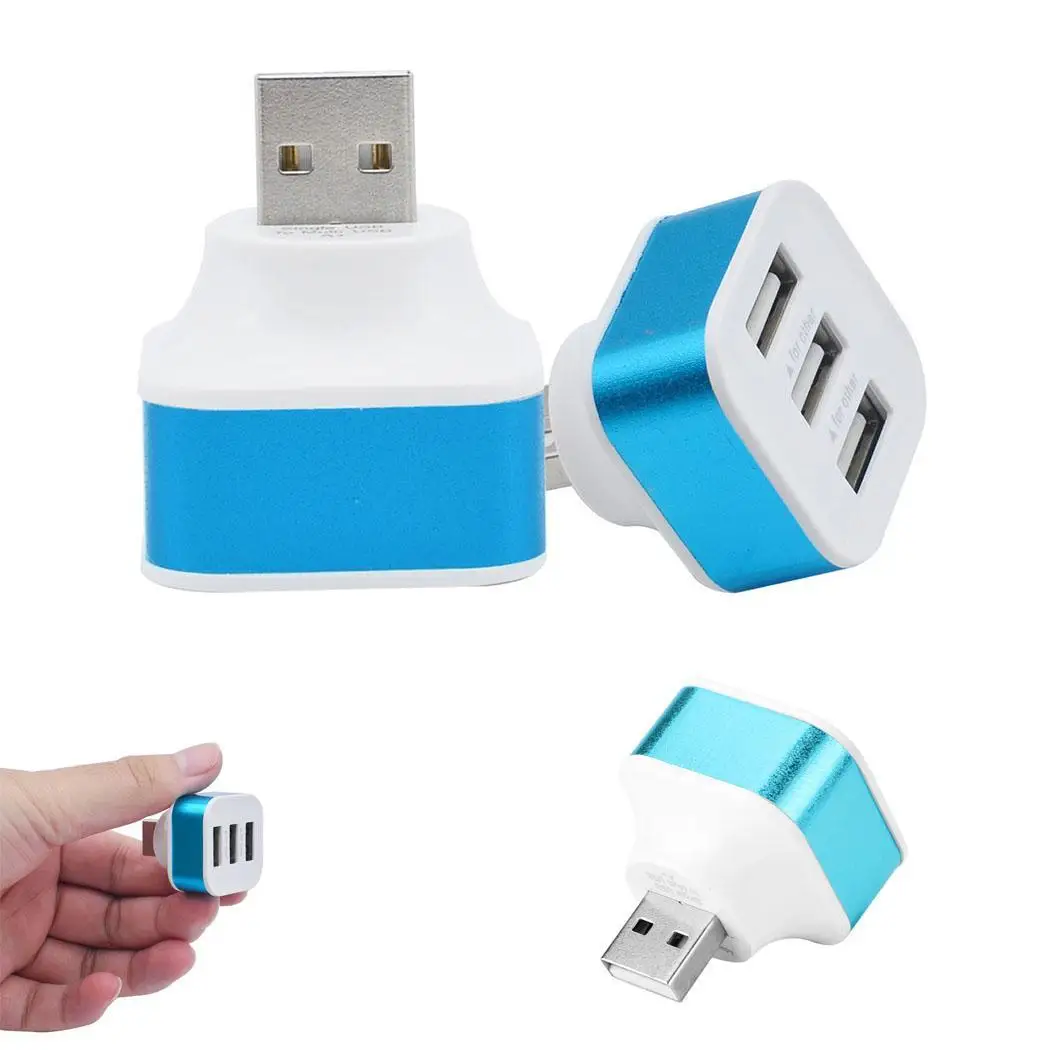 Портативный 3 порта USB2.0 концентратор адаптер общий сплиттер случайные адаптеры и