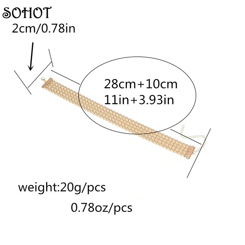 SOHOT новый дизайн ювелирные изделия в стиле панк блестки широкая сетка колье