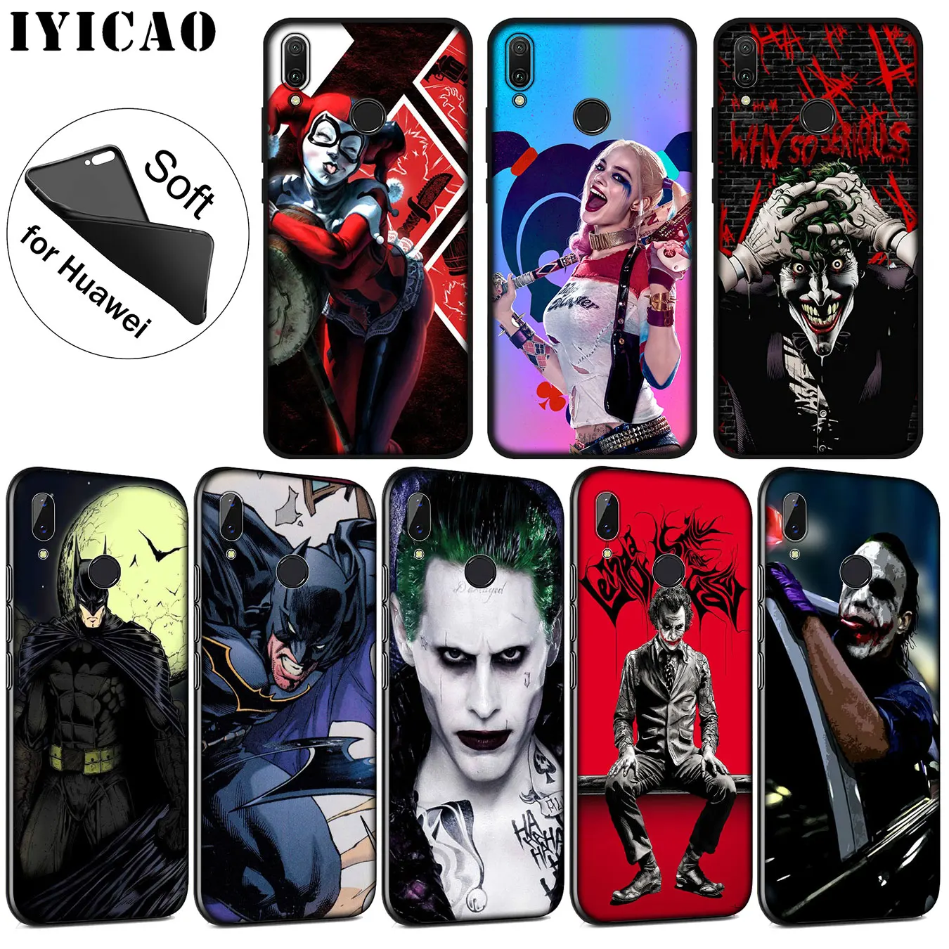 IYICAO Мягкий силиконовый чехол для телефона с Бэтменом джокером Huawei P30 P20 Pro P10 P9 P8 Lite