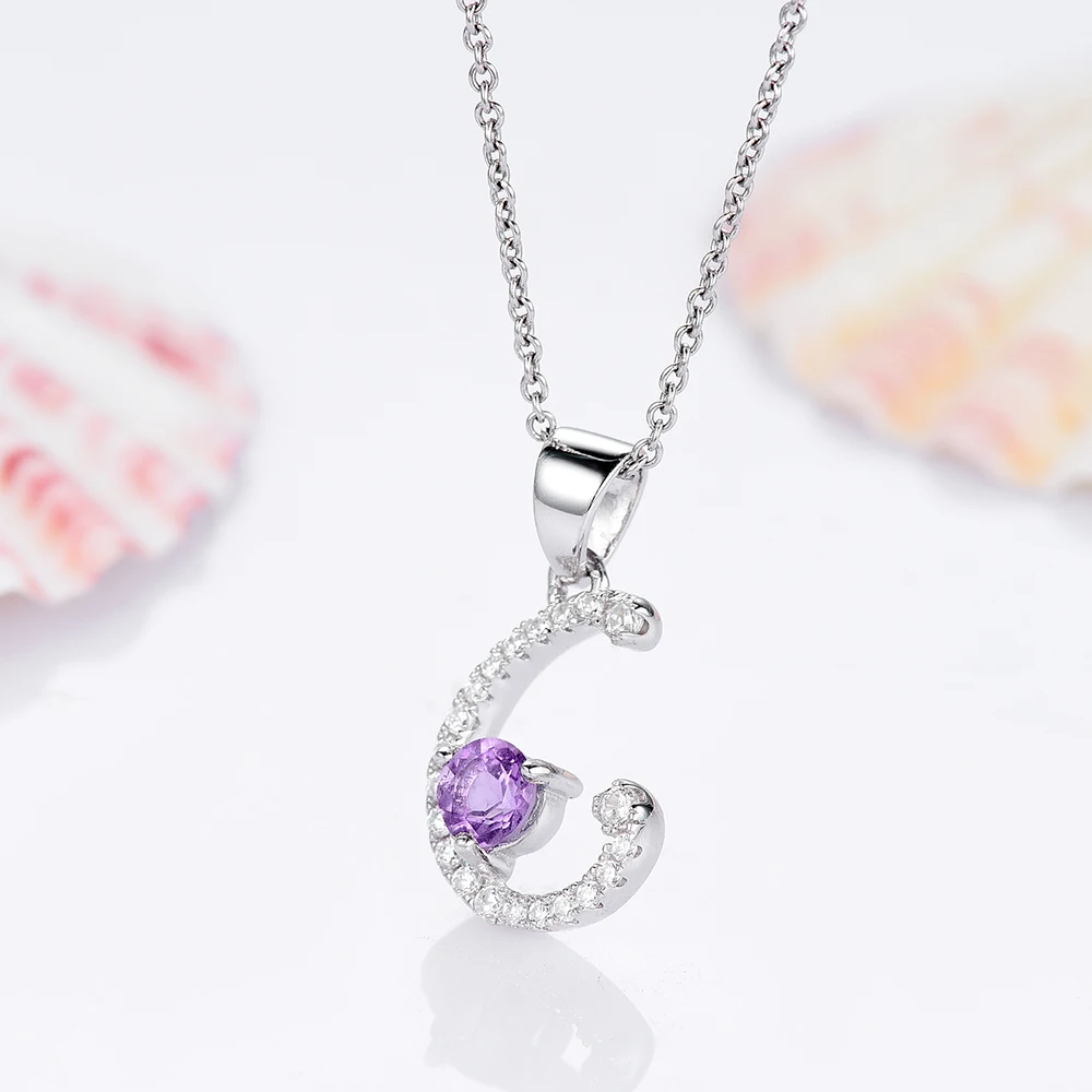L&ampzuan 100% 925 Sterling Silver Letter C Pendant for Woman 0.74ct Gemstones Charm Pendants Necklace Fine Jewelry Chains | Украшения и