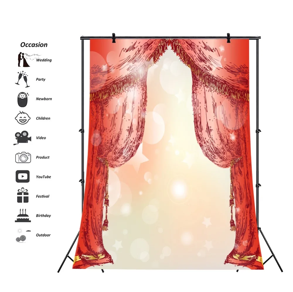 Laeacco Rad Curtain Star Light Bokeh Baby Shower Party Newborn Scene Photography Backgrounds Photographic Photo Studio Backdrops |