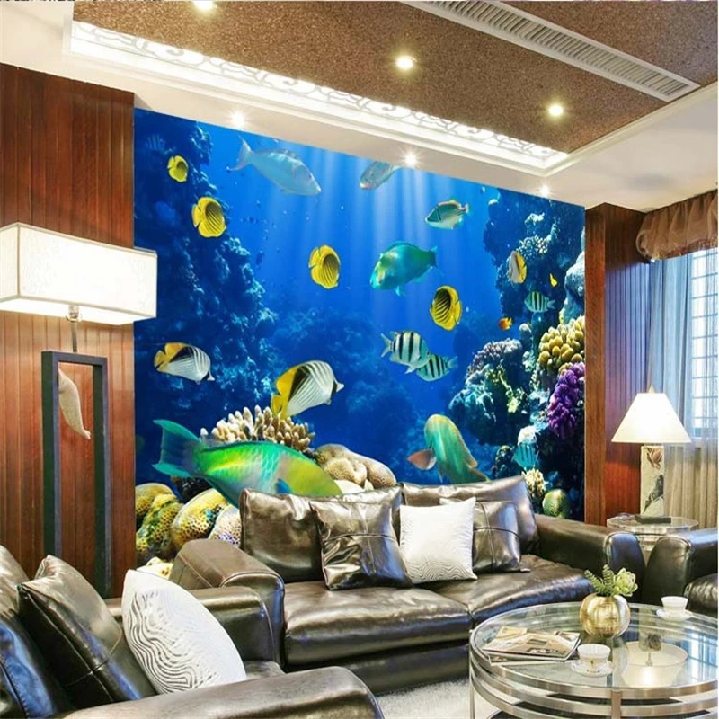 3d фотообои на заказ цветные обои для гостиной подводный мир тропическая рыба бар