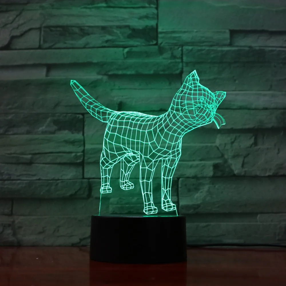 Кота огни 3D светодиодный светильник 7 Красочные акриловые светодиодные лампы