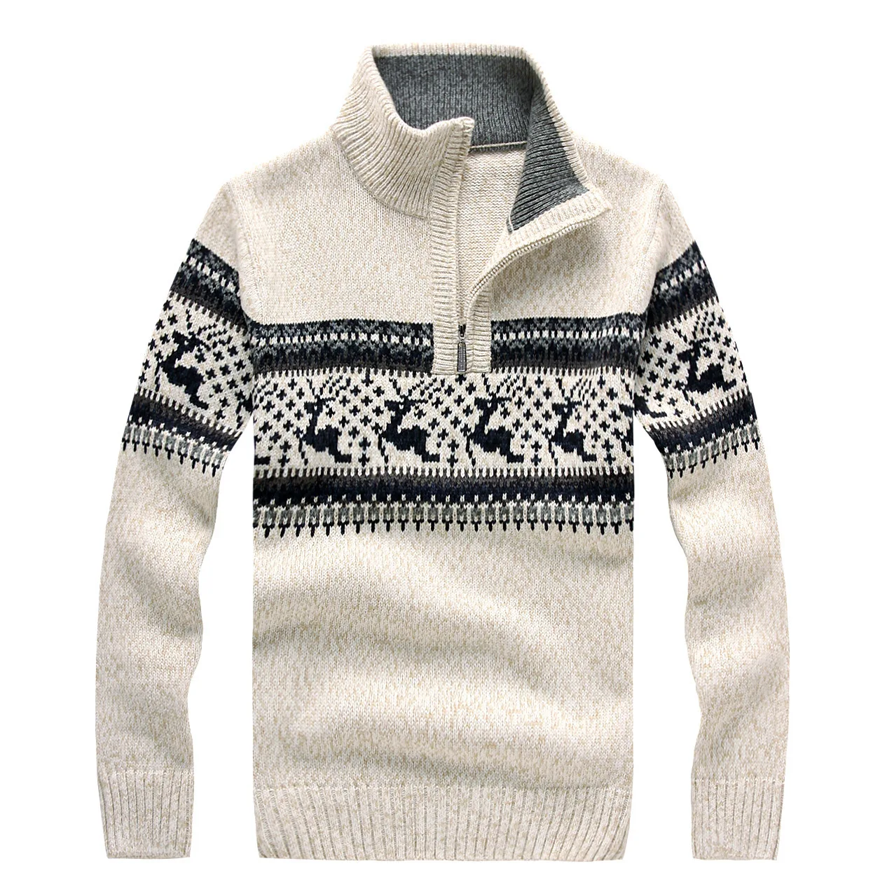 Men's Autumn Winter Brand Turtleneck Sweater Men Cashmere Warm Pullover Sweaters Male Christmas Deer Pattern Knitted Jumper | Мужская