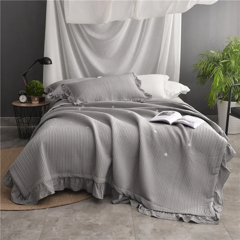 Детское одеяло для кровати 100% хлопок синий и серый цвета Комплект постельного