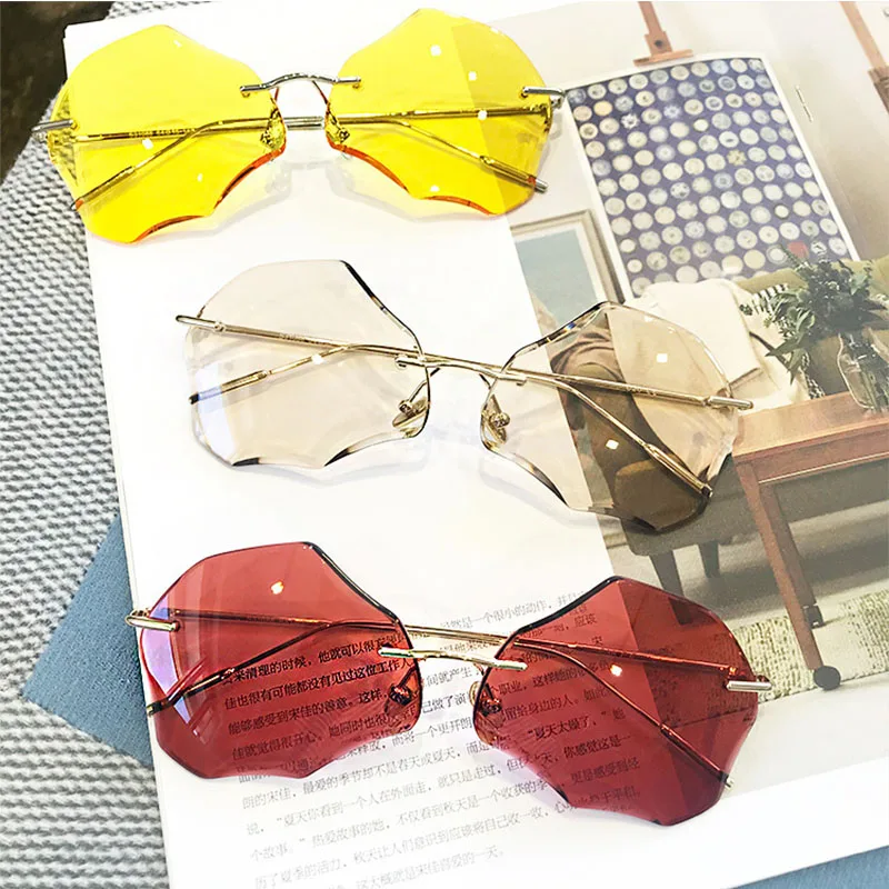 Индивидуальные авангардные безрамные солнцезащитные очки большие в коробке