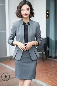 blazer and skirt Модный приталенный женский пиджак с разрезом и длинным рукавом, OL Блейзер, элегантная верхняя одежда из двух частей, брючный костюм, деловая, офисная, рабочая одежда 9993 - Цвет: blazer and skirt