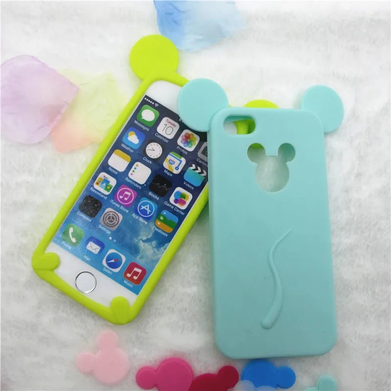 SYCASE Lovely Cartoon Mouse Ear Phone Back Case Cover for IPhone 6/6s/7/7plus Soft Silicon 8 6plus 6s 7 plus | Мобильные телефоны и