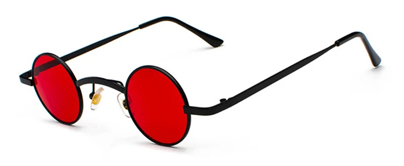 Black Red SHAUNA солнцезащитные очки с широким мостом в стиле ретро, рок, панк, классические маленькие круглые прозрачные красные солнцезащитные очки UV400 - Цвет линз: Black Red