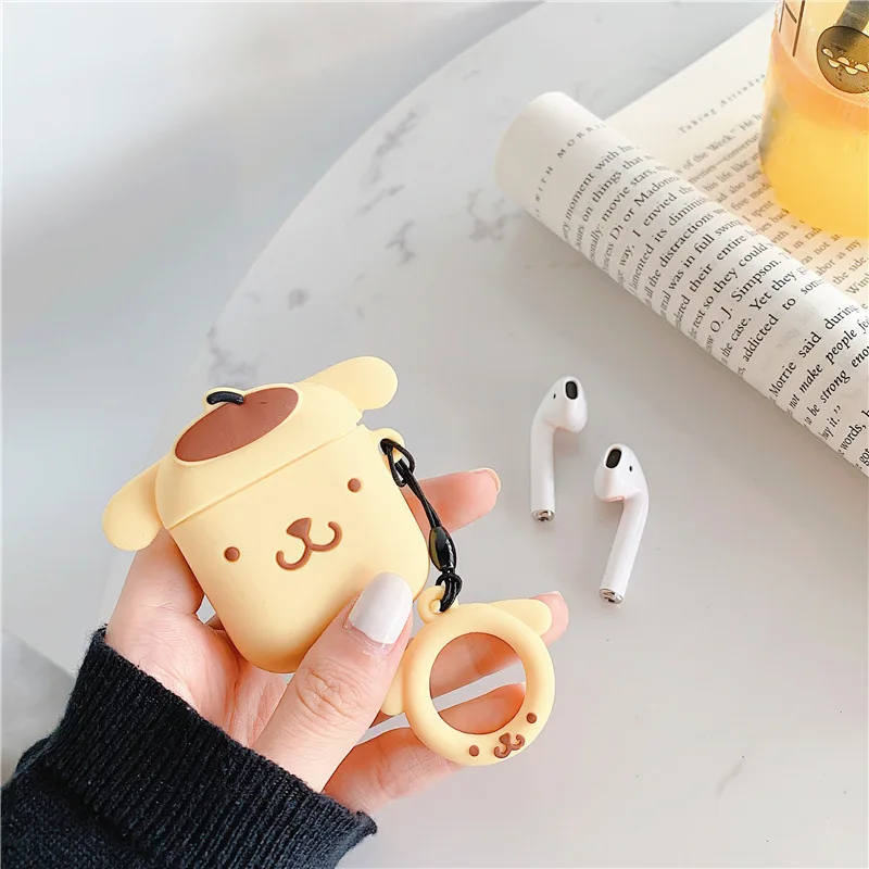 Bluetooth наушники зарядный чехол для Apple AirPods 2 Забавный силиконовый чехол для Airpods аксессуары My Melody дизайн кольцо ремешок