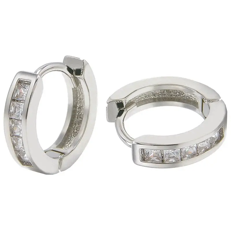 Rhinestone Crystal Huggie Earrings Silver | Украшения и аксессуары