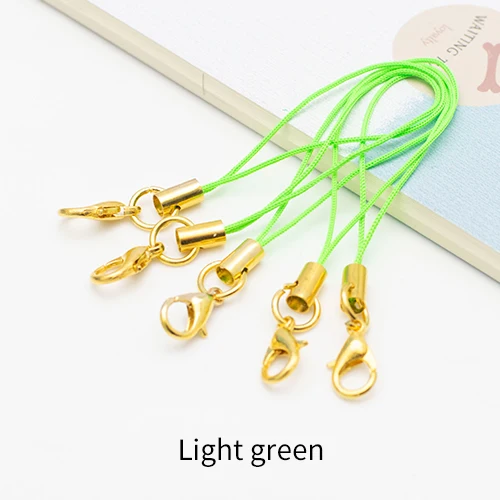 Light green 100 шт. веревка для мобильного телефона застежка-карабин Золотой шнурок Diy аксессуары ручной работы соединитель застежка-крючок изготовление - Цвет: Light green