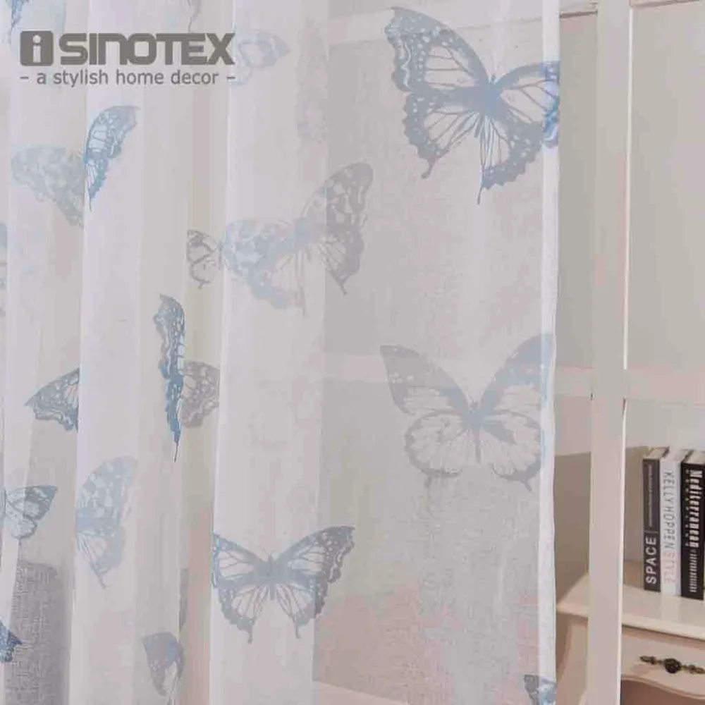 

ISINOTEX Занавес Окна Набивным Рисунком Бабочки Прозрачный Sheer Белье и Хлопок Ткань Для Дома Гостиная Скрининг 1 Шт./лот