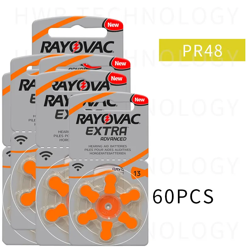 60x10(Карта) Rayovac Экстра Размер 13 a13 p13 PR48 слуховой аппарат батареи высокой мощности цинк воздушный элемент батареи для BTE ITE Hearin