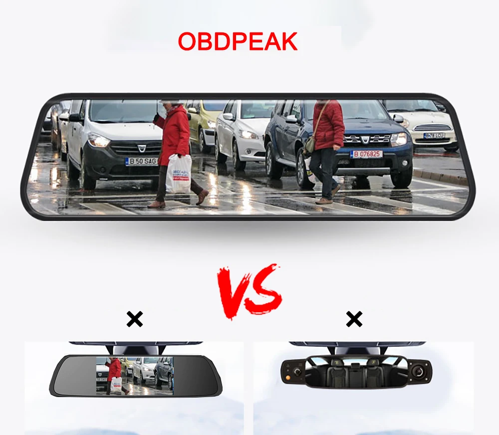 Двойной 1080P 1" поток зеркало заднего вида автомобиля DVR 2.5D экран супер ночного видения Dash Cam камера видео рекордер Авто Регистратор