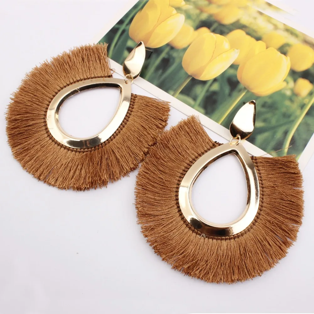 Женские богемные серьги с бахромой HOCOLE большие висячие из сплава