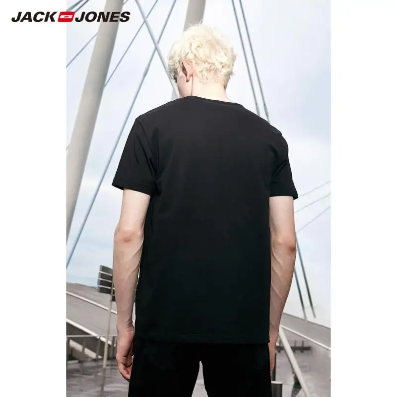 JackJones Мужская футболка из хлопка Удобная футболка с короткими рукавами и принтом 219201503