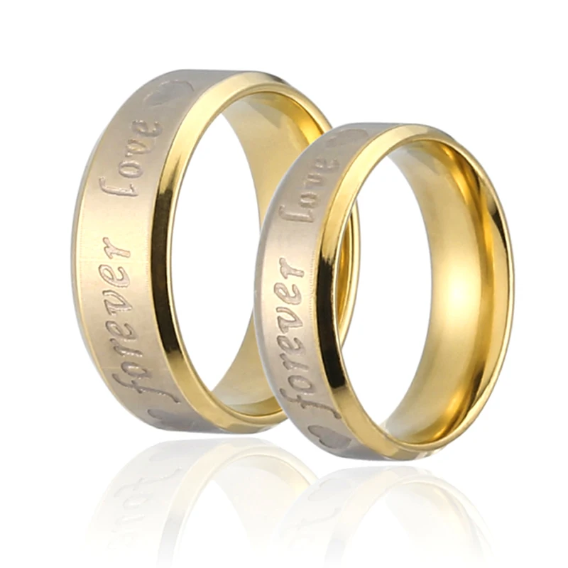 1PC Hot Gold Retro Women Men Rings Stainless Steel Forever Love Lovers Jewelry Gift Wedding Engagement Band | Украшения и