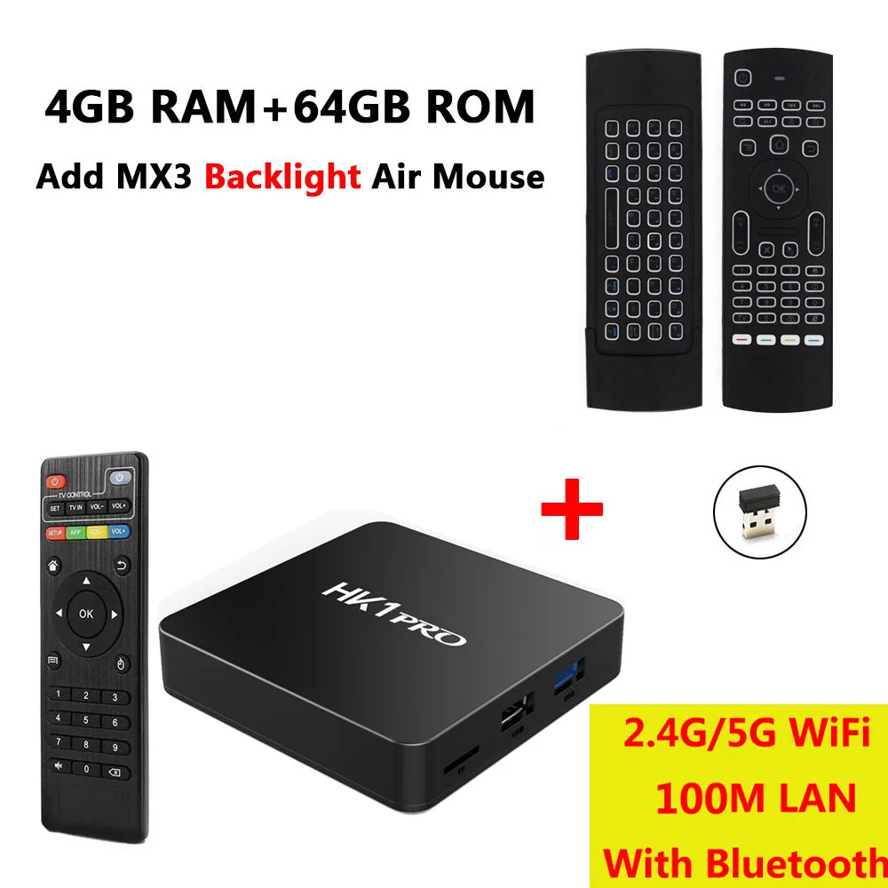 4GB 64GB add MX3L HK1 PRO 4 Гб LPDDR4 64 Гб ПЗУ Android 8,1 ТВ приставка Amlogic S905X2 четырехъядерный USB 3,0 2,4G 5G WiFi Bluetooth 4K HD Смарт-приставка - Цвет: 4GB 64GB add MX3L