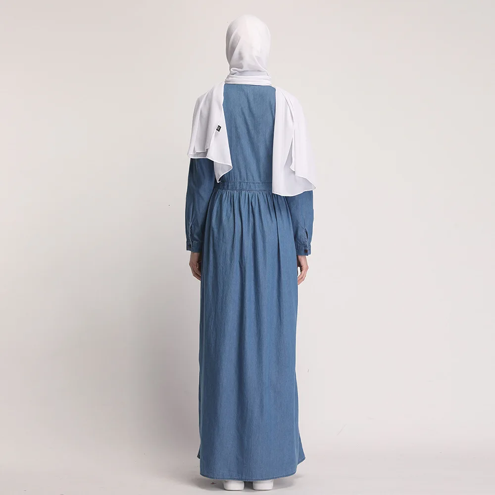 Женское исламское платье мусульманская деним абайя женский халат хиджаб одежда