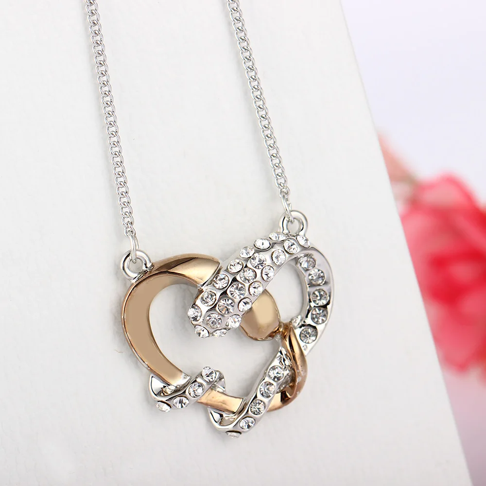 Gold and silver color heart pendants necklace crystal choker for women fine jewelry gifts valentine's day | Украшения и